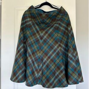 Vintage 90’s Green, Teal, Brown Plaid Wool Midi Skirt lined Jones New York SZ: 8